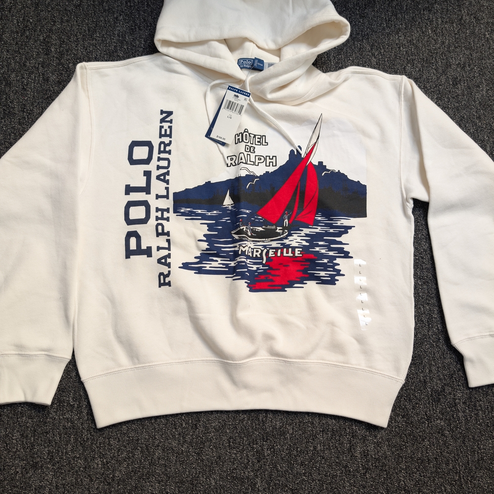 Polo Ralph Lauren White Hoodie with Nautical Print